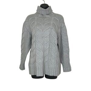 Aritzia Wilfred Grey Cable Knit 100% Merino WoolTurtleneck Sweater Size S